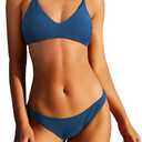 ZAFUL Women's Solid Spaghetti Strap Bralette Bikini Set Two Piece Swimsuit
Blue, Size XL