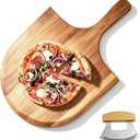 Pizza Peel 16 inch, Wooden Pizza X-Large Paddle Spatula with Cutter