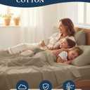 LANE LINEN 100% Organic Cotton Sheets Set Pure Long- Staple Percale Weave - Bedding for Bed Fits Mattress Up to 15" Deep Pocket (Queen Taupe)