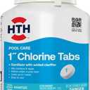 HTH 42047 Pool Care 1" Chlorine Tabs, Swimming Pool Sanitizer with Added Clarifier - Eliminates Bacteria & Algae, Makes Water Clean & Crystal Clear, Sanitizes & Protects - Slow Dissolving, 5 lbs