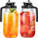 64oz Glass Pitcher with Lid, 2 Quart Mason Jar Pitchers with Lid and Spout, Wide Mouth Breast Milk Pitcher Glass Jug Sun Tea Pitchers, Cold Brew Coffee pitcher, Fridge Container for Water, Juice, Tea