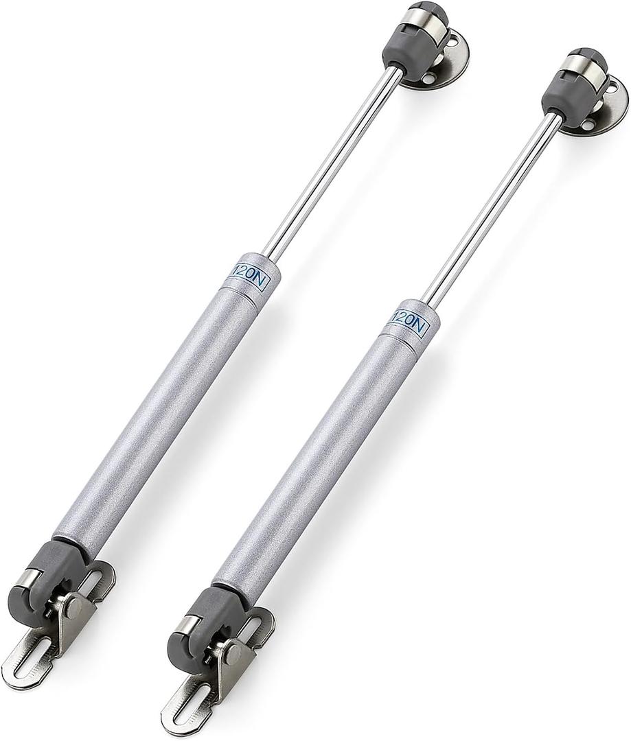Ravinte Hardware 2 PCS Gas Struts for Cabinet 10 Inch Gas Strut Lift Supports Hinges for Lid Stay Kitchen Cabinet Silver Gas Shocks Lift Support 120N/26 LB Soft Open Doors Lift Gas Struts