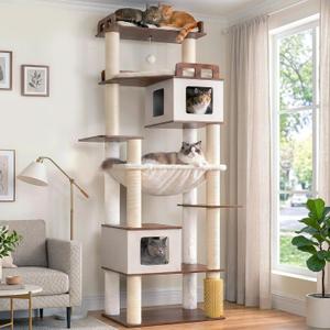 Gitelsnour Cat Tree, Wooden Multi-Level Tower for Large Audlt Cats GCT104EB