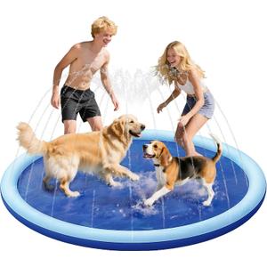 PatiencET 87'' Splash Sprinkler Pad for Dogs, Thicken Non-Slip Sprinkle Pad for Backyard Fun Summer Outdoor Activities