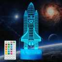 Space Shuttle Night Light, Space Shuttle Gifts, Rocket 3D Illusion Lamp with 16 Colors Changing, Timer, 4 Flash Modes and Dimmable, Kids Boys Girls Room Decoration, Holiday Xmas Spaceship Gifts