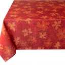 Benson Mills Poinsettia Scroll Printed Rectangle Fabric Table Cloth, Winter, Holiday and Christmas Tablecloth (52" X 70" Rectangular, Red)