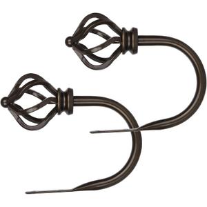 KAMANINA Decorative Curtain Drapery Holdbacks for Wall, Bronze Curtain Tiebacks Holders with Screws Wall Mounted for Drapes Window Home Decoration, Twisted Cage Finials, 1 Pair/2 Pack, Small