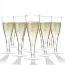 Prestee 100 Pack Clear Plastic Champagne Flutes - 4.5 oz Durable Disposable Champagne Glasses for Parties, Weddings, Toasting and Large Celebrations - Elegant Wine Glasses Stemware for Easy Cleanup