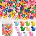 240pcs Mini Ducks, Tiny Resin Duck Figurines Colorful Plastic Small Ducks Bulk for Miniature Landscape Aquarium Potted Fairy Garden Home Dollhouse Decor Accessories Party Favors Toys Gifts
