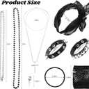 80s Costume Accessories for Women, Punk Fancy Dress Party Kit with Lace Headband Earrings Fishnet Gloves Necklace Bracelet for 80's Retro Themed (Black)