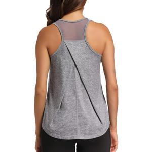 Aeuui Womens Workout Tops for Women Racerback Tank Tops Mesh Yoga Shirts Athletic Running Tank Tops Sleeveless Gym Clothes (X-Large, Grey)