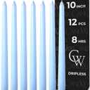 CANDWAX 10-inch Taper Candles - Set of 12 Dripless Unscented Candlesticks - Perfect for Dinner and Household Use - Baby Blue