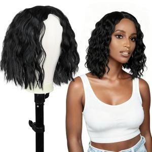 Wigs for Black Women 14 Inch Curly Wig 150% Density Wear Glueless Wig Machine Made No Lace Water Wave Wigs Natural Color (14 in)
