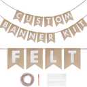 Custom Banner Kit, 28 Burlap Banner with 92 Felt Letters, Make Your Own Diy Customizable Kit for Birthday Wedding Party Decorations (Beige+White)