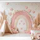 Kate Boho Rainbow Backdrop Pink 1st Birthday Photography Backdrops, 7x5ft