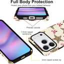 for iPhone 17 Pro Max 6.9'' Leopard Patterned Stars and Red Bows Phone Case, Slim Scratch Resistant Shockproof Dual-Layer Protection, Hard Shell with Silicone Interior for Woman Men