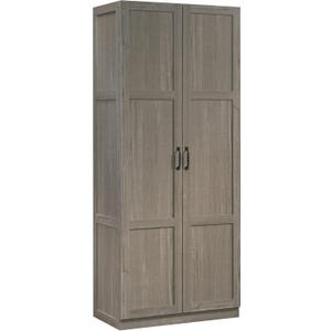 Sauder Select Storage Cabinet, Pantry Cabinet Kitchen Storage with Adjustable Shelves, Bathroom Storage Cabinet, in Silver Sycamore