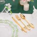 PULOTE 175PCS Green Plastic Plates - Clear Plastic with Green Rim Disposable - Include 25 Each (Dinner & Dessert) Plates, 75 Cutlery, 25 Cups, 25 Napkins, Idea for Wedding&Party