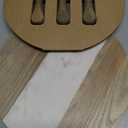 Prologue 99113 Handcrafted Marble Appetizer Board with 3 Wood-Handled Cheese Knives, Brown/White