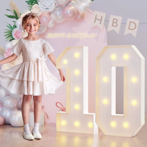 JoyMuse 3FT Marquee Light Up Numbers 10, 10th Birthday Decorations for Girls Boys, Large Marquee Numbers 10 Ten Years Olds Party Decor, Big Mosaic Number Anniversary Decorations