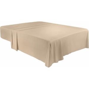 Utopia Bedding Flat Sheet - Soft Brushed Microfiber Fabric - Shrinkage & Fade Resistant Top Sheet - Easy Care - 1 Flat Sheet Only (King, Beige)