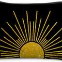 Boho Makeup Bag, Boho Abstract Black and Gold Sun Sunshine Makeup Bags for Women, Boho Gifts for Women, Boho Makeup Pouch Zipper Pouch, Aesthetic Makeup Bag