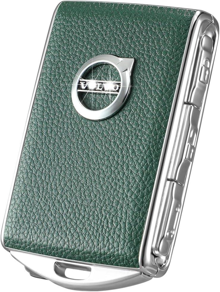 Car Key Fob Cover for Volvo XC90, XC60, XC40, S60, S90, V90, Zinc Alloy Frame Leather Surface