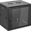 9U Wall Mount Server Cabinet Network Rack Enclosure Locking Glass Door, 19.7" H x 22.4" W x 17.7" D