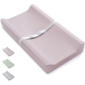 Blissful Diary Vegan Leather Baby Changing Pad with Waterproof & Wipe-Clean PU Cover, Standard Size Cozy Diaper Changing Pad for Dresser and Table, Taupe