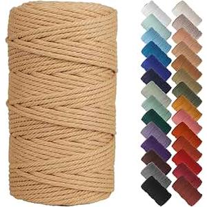 NOANTA Light Tan Macrame Cord 3mm x 109yards, Colored Macrame Rope, Cotton Rope Macrame Yarn, Colorful Cotton Craft Cord for Wall Hanging, Plant Hangers, Crafts, Knitting