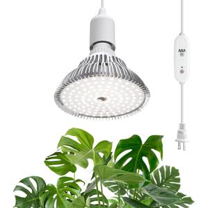 LED Grow Light Bulbs, Hanging Grow Lights for Indoor Plants, 25W 5000K, Height Adjustable Plant Light with Timer, Full Spectrum Grow Light Replace Sunlight for Large Tall Plant, Greenhouse (White)