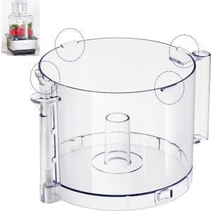 Top with 4 Locking Tabs DLC-005AGTXT1 Food Processor Work Bowl Replacement with Handle 14-Cup Compatible With Cuisinart DFP-14,Fits DFP-14NWBCT1 Work Bowl Cover (7.1x5.7 inch)