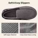 HomeTop Men's Comfort Memory Foam Moccasin Slippers, Breathable Cotton Knit Terry Cloth House Shoes for Indoor Outdoor (Gray)