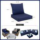 Favoyard Outdoor Seat Cushion Set 22 x 24 Inch Waterproof & Fade Resistant Patio Furniture Cushions with Removable Cover Deep Seat & Back Cushion with Tie Straps for Chair Sofa Couch