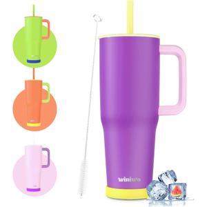 40 oz Tumbler with Handle and Straw for Her, Flexible Straw, Insulated Tumbler Cups with Silicone Bottom, Keeps Beverages Cold Up to 24 Hours, Gym/Work/Travel/School/GiftGrape Purple 40 oz Tumbler with Handle and Straw for Her, Flexible Straw, Insulated Tumbler Cups with Silicone Bottom, Keeps Beverages Cold Up to 24 Hours, Gym/Work/Travel/School/GiftGrape Purple