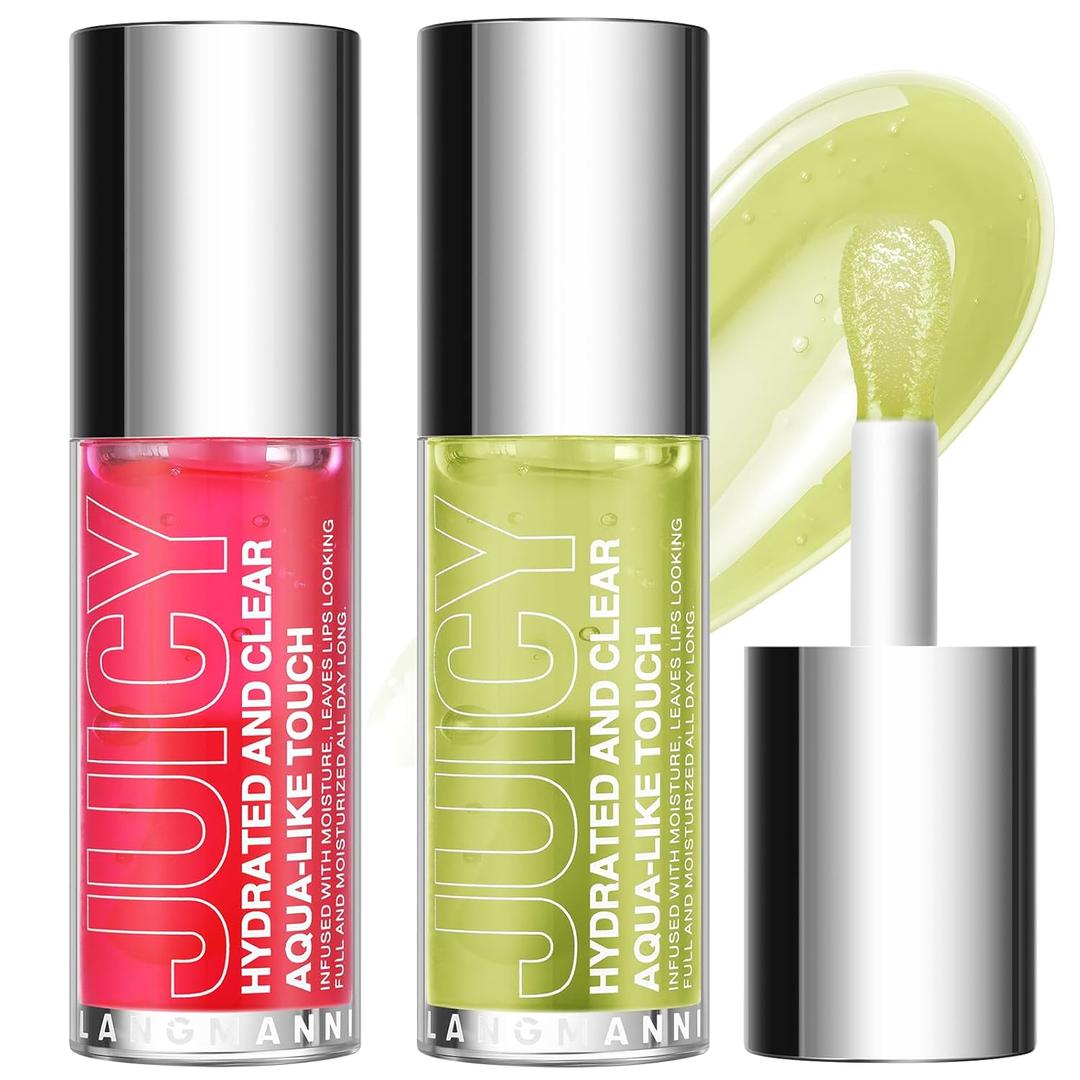 Jolilab Lip Oil, Hydrating Lip Glow Oil Plumping Glass Finish Moisturizing Lip Gloss Lip Tint Extract Lip Oil Tinted for Dry Lip and Lip Care (0.34 Fl Oz (Pack of 1), 01#lipoil+02#lipoil)