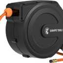Giraffe Tools Retractable Air Hose Reel Enclosed with 3/8 in. x 50 ft Hybrid Hose, Lightweight Compressor Hose Reel Wall Mounted with 180 Swivel Bracket, 300 PSI