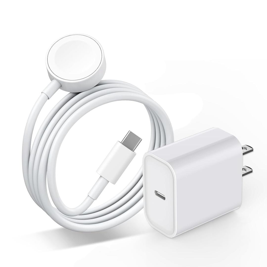 Upgraded Apple Watch Charger, Portable Fast Wireless Magnetic iWatch Charging Cable Cord with USB C Wall Charger Block Plug Adapter Compatible with Apple Watch Series 10,9,8,7,SE,6,5,4,3,2,1(1M/3.3FT)