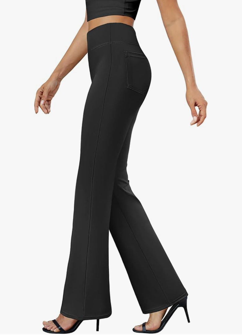 Womens Bootcut Dress Pants Business Casual Work Pants with Pockets High Waist Stretchy Trousers Pull On Office Slacks, Large