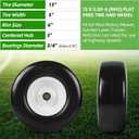 AR-PRO (2 Pack) 13x5.00-6 Flat Free Tire and Wheel, Replacement Solid Zero Turn Mower Front Tire with 3/4" Extra 5/8" Bearings & 3"-6" Centered Hub, Fit for Riding Mower Lawn Tractor