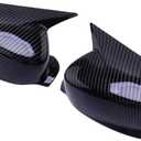 Horn Style Car Side Rearview Mirror Cover Trim Compatible With Acura ILX 2013-2017 2018 2019 2020 2021 2022 Black Carbon Fiber Style ABS