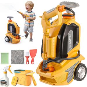 Arrowbash Kids Pressure Washer Clean Car Wash Power Washer with Cleaning Kit, Manual Pressure Adjustable Water Gun Spray, Pretend Tools Role Playing Cleaning Birthdays Gift for Boys Girls