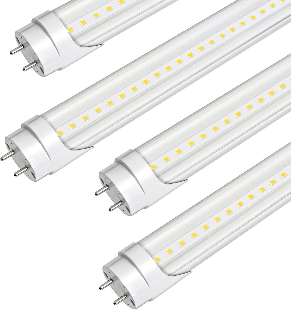 Brtstiun T8 LED Bulbs 4 Foot 24W Equivalent 65W, 3200LM 5000K LED Tube Light, G13 Base Clear Lens, Type A+B Plug & Play or Ballast Bypass, LED Replacement Fluorescent Light Bulbs, Non-Dimmable, 4 Pack