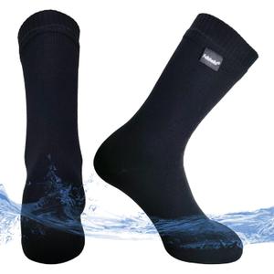 Fullsheild Mens Waterproof Hiking Socks, Unisex Breathable Outdoor Athletic Hiking Wading Trail Running Skiing Crew Socks (Small, Black)