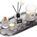 Oval Marble Bathroom Vanity Tray, Natural Luxury Marble Home Kitchen Bathroom Table Tray, Stone Decorative Countertop Tray for Coffee Perfume Jewelry (Lilac, 12" x 6" x 0.8")