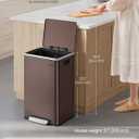 SONGMICS Trash Can, 13-Gallon Gabbage Can, with 15 Trash Bags, Stainless Steel, with Soft-Close Lid, Removable Inner Bucket, Handles, Red Brown ULTB595MZ01