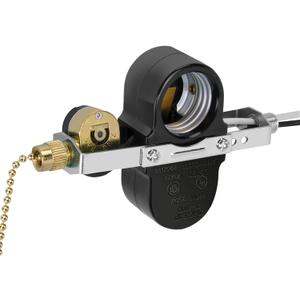 Ceiling Fan Switch ZE-310D Light Socket Pull Chain Switch, Compatible with Hunter Fan, Ceiling Fan Lamp Light, Lamp Holder E95014- Brass Chain