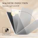 3 x Travel Makeup Mirror with Time & Temperature Display, 2000mAh Rechargeable Battery, 7.5" Portable Foldable Lighted Mirror with 148 Led Lights, 3 Color Lighting Modes, Touch Dimming