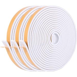 Kikerike Self Adhesive Foam Tape Weatherstrip 1in x 1/2in x 20Ft High Density Foam Insulation Strips Seal Weather Stripping with Strong Adhesive for Door and Window Sound Isolation Soundproofing