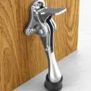 QWORK Heavy Duty Door Stops, 4 Pack Kickdown Door Stopper, Metal Doorstop with Adjustable Rubber Tips